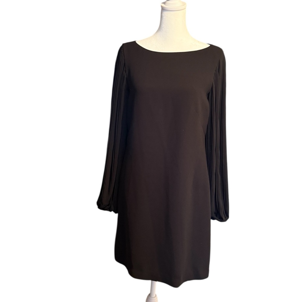 Elegant White House Black Market Long Sleeve Lined Black Dress-Size 2